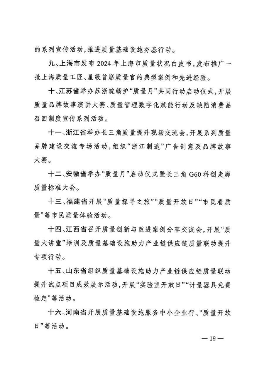 中國質量檢驗協會關于轉發《關于開展2024年全國&ldquo;質量月&rdquo;活動的通知》的函（質檢協函〔2024〕116號）